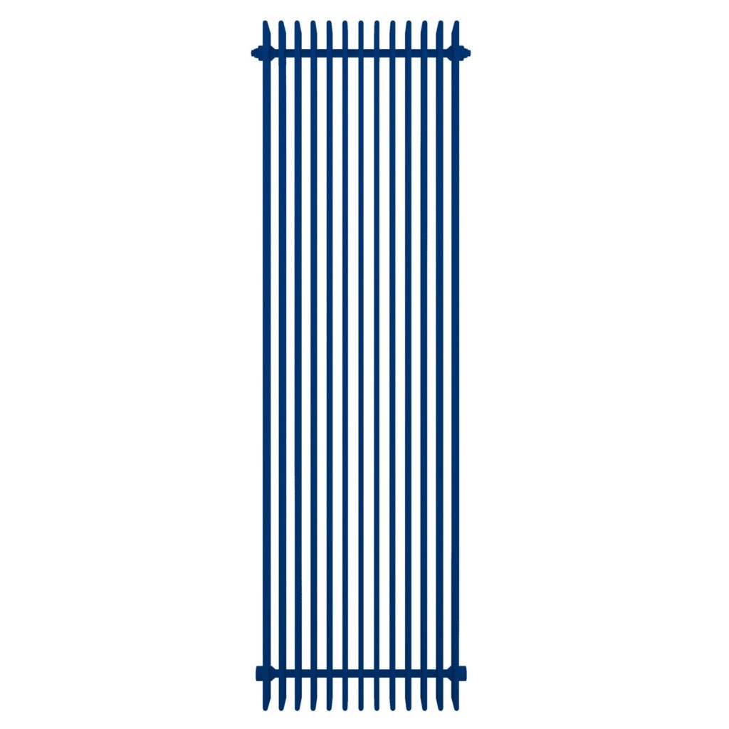 Ultramarine Blue Concord Slimline radiator against a white background